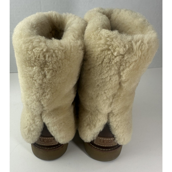 UGG Australia Maylin Women's Leather Shearling Boots Chestnut Brown Size 8 - Picture 7 of 16